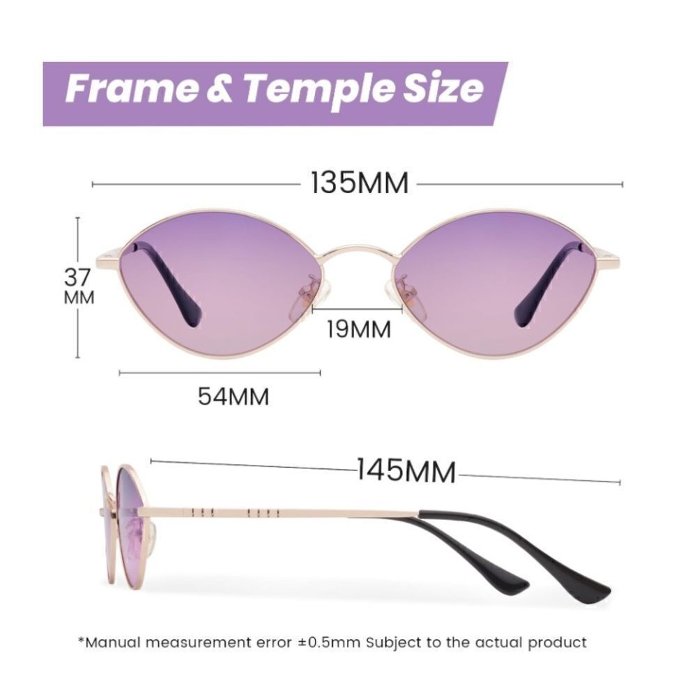 Small Frame Retro Sunnies with Chain Purple Lens - Picture 4 of 4